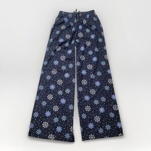 Colsie Womens Woven Wide Leg Drawstring Holiday Black Snowflake Pajama Pants New